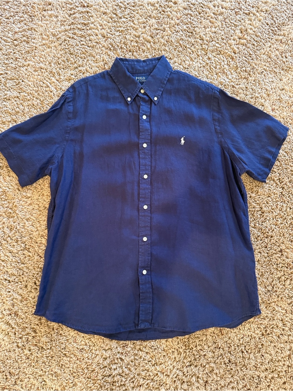 Polo by Ralph Lauren Navy Short-Sleeve Button-Down Shirt with Logo